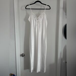 Expressions | White Satin Chemise with Lace Detail | Size Medium